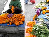 Kathmandu Swayambhunath 04 Selling Garlands And Vegetables On Road At Bottom Of Stairs 